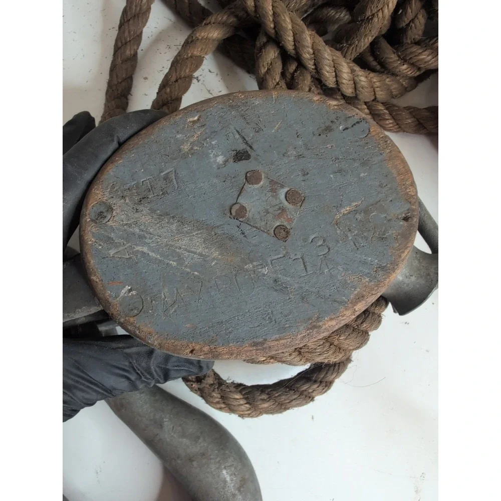Two Large Vintage Pulleys With Large 7